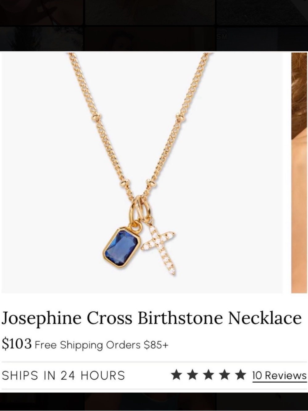 Josephine Cross Birthstone Brook & York necklace - brand new!
